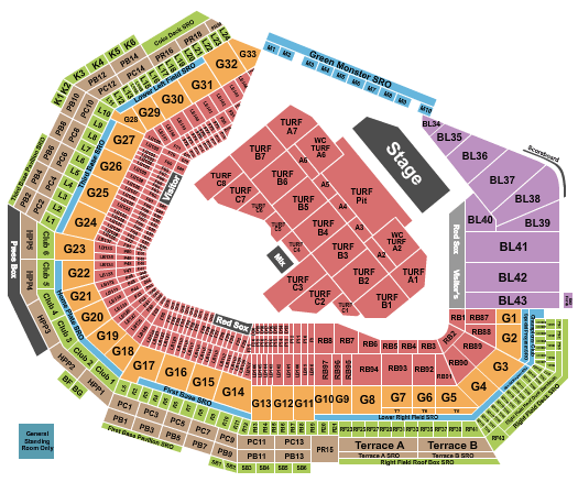 Fenway Park Chris Stapleton Seating Chart